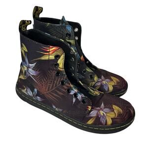 Dr. Martens Hackney Tropical Floral High Top Boots Black Lace Up Women’s Size 7